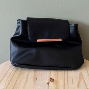 Classic Black Women's Shoulder Bag with Rose Gold Accent